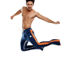 4-rth Ultra Flex Yoga Track & Yoga Sweat Pant (Royal Blue W/Orange & Grey)