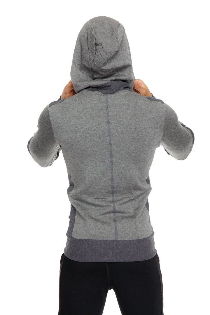 4-rth MEN **Winter Collection** Mid-Weight LUXURY-Fleece Form-fit Crossover Yoga Track Performance Hoodie (Charcoal)