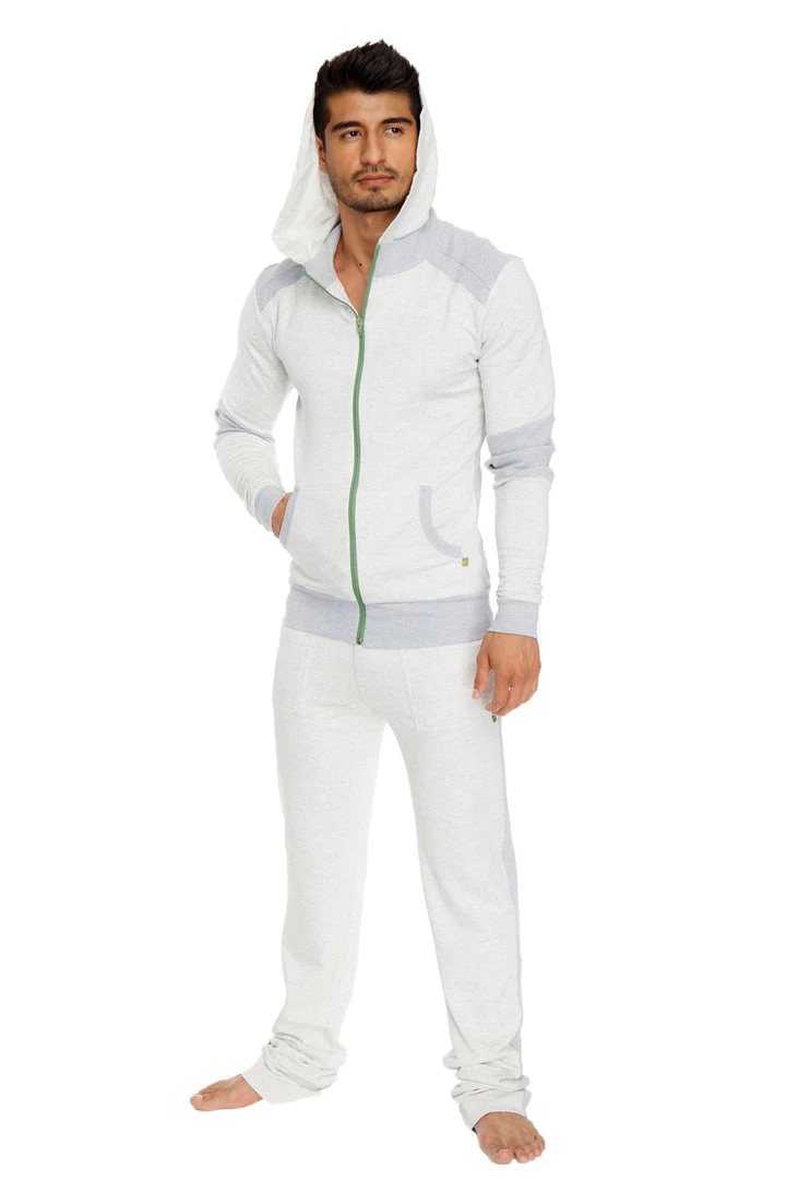 4-rth **Winter Collection** Mid-Weight LUXURY-Fleece Form-fit Crossover Yoga Track Performance Hoodie (Light Grey)