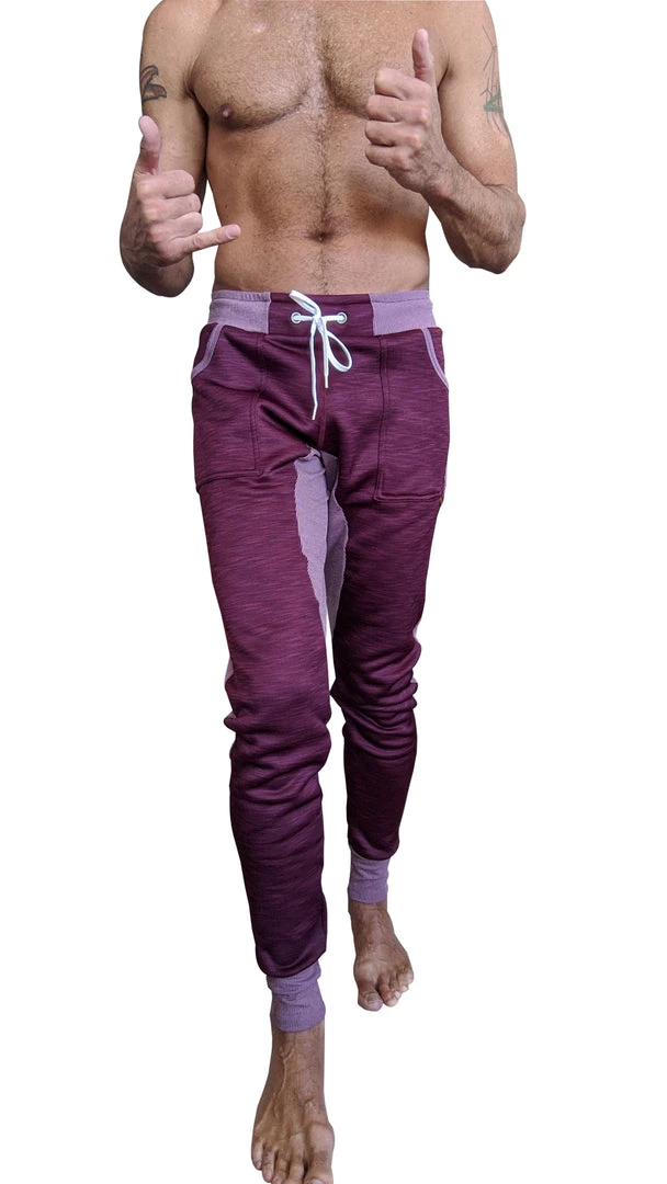 4-rth MEN **Winter Edition** Performance Fleece Long Cuffed Jogger & Yoga Sweat Pants (Plum Purple)