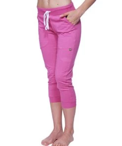 4-rth Women's 3/4 Cuffed Capri Yoga Pant (Berry W/Charcoal)