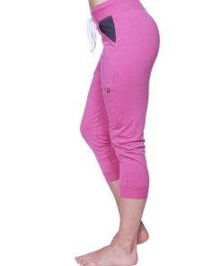 4-rth Women's 3/4 Cuffed Capri Yoga Pant (Berry W/Charcoal)