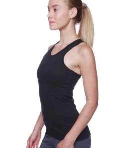 4-rth Women's 3/4 Cuffed Capri Yoga Pant (Charcoal W/Black)