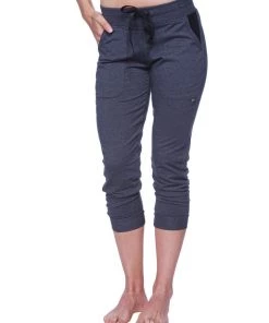 4-rth Women's 3/4 Cuffed Capri Yoga Pant (Charcoal W/Black)