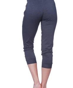 4-rth Women's 3/4 Cuffed Capri Yoga Pant (Charcoal W/Black)