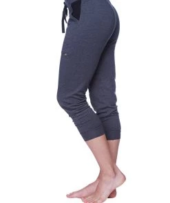 4-rth Women's 3/4 Cuffed Capri Yoga Pant (Charcoal W/Black)