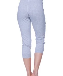 4-rth Women's 3/4 Cuffed Capri Yoga Pant (Heather Grey W/Orange)