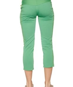 4-rth Women's 4/5 Length Zipper Pocket Capri Yoga Pant (Bamboo Green)
