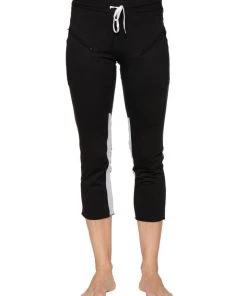 4-rth Women's 4/5 Length Zipper Pocket Capri Yoga Pant (Black W/Charcoal & Grey)