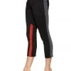4-rth Women's 4/5 Length Zipper Pocket Capri Yoga Pant (Black W/Charcoal & Red)