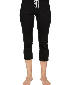 4-rth Women's 4/5 Length Zipper Pocket Capri Yoga Pant (Black)