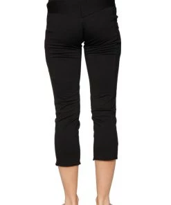 4-rth Women's 4/5 Length Zipper Pocket Capri Yoga Pant (Black)