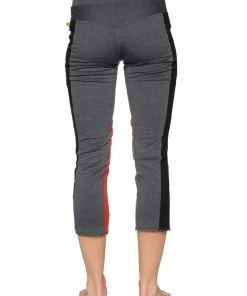 4-rth Women's 4/5 Length Zipper Pocket Capri Yoga Pant (Charcoal W/Black & Red)