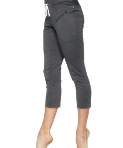4-rth Women's 4/5 Length Zipper Pocket Capri Yoga Pant (Charcoal)