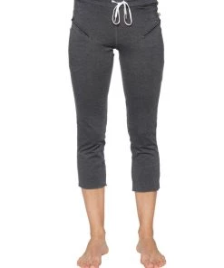 4-rth Women's 4/5 Length Zipper Pocket Capri Yoga Pant (Charcoal)