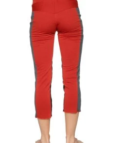 4-rth Women's 4/5 Length Zipper Pocket Capri Yoga Pant (Cinnabar W/Charcoal & Black)