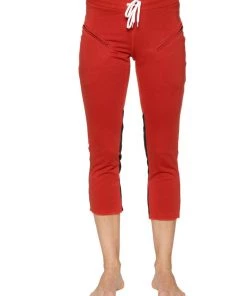 4-rth Women's 4/5 Length Zipper Pocket Capri Yoga Pant (Cinnabar W/Charcoal & Black)