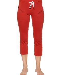 4-rth Women's 4/5 Length Zipper Pocket Capri Yoga Pant (Cinnabar)