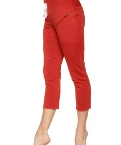 4-rth Women's 4/5 Length Zipper Pocket Capri Yoga Pant (Cinnabar)