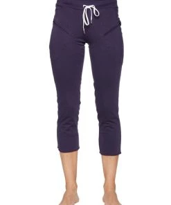 4-rth Women's 4/5 Length Zipper Pocket Capri Yoga Pant (Eggplant)