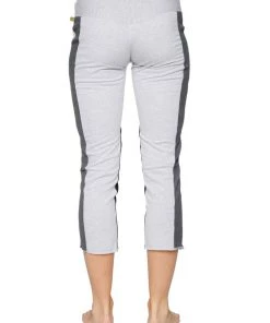 4-rth Women's 4/5 Length Zipper Pocket Capri Yoga Pant (Grey W/Charcoal & Black)