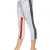 4-rth Women's 4/5 Length Zipper Pocket Capri Yoga Pant (Grey W/Charcoal & Red)