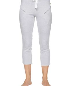 4-rth Women's 4/5 Length Zipper Pocket Capri Yoga Pant (Heather Grey)