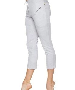 4-rth Women's 4/5 Length Zipper Pocket Capri Yoga Pant (Heather Grey)