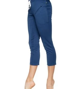 4-rth Women's 4/5 Length Zipper Pocket Capri Yoga Pant (Royal)