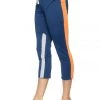4-rth Women's 4/5 Length Zipper Pocket Capri Yoga Pant (Royal W/Orange & Grey)