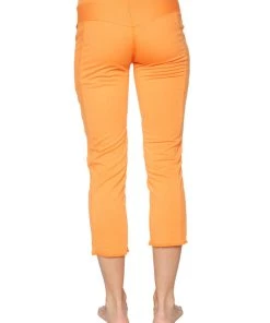 4-rth Women's 4/5 Length Zipper Pocket Capri Yoga Pant (Sun Orange)