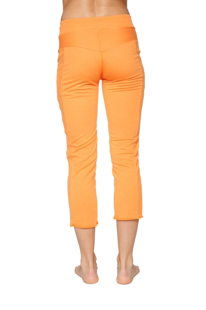 4-rth Women's 4/5 Length Zipper Pocket Capri Yoga Pant (Sun Orange)