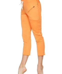 4-rth Women's 4/5 Length Zipper Pocket Capri Yoga Pant (Sun Orange)