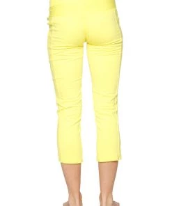 4-rth Women's 4/5 Length Zipper Pocket Capri Yoga Pant (Tropic Yellow)