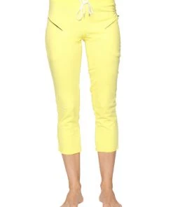 4-rth Women's 4/5 Length Zipper Pocket Capri Yoga Pant (Tropic Yellow)