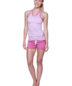 4-rth Tanks Women's All-American Racerback Tank Top (Pink&Grey Stripe W/ Berry Piping)