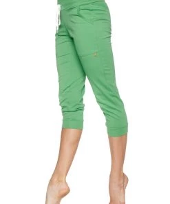 4-rth Women's Cuffed Jogger Yoga Pant (Bamboo Green) New