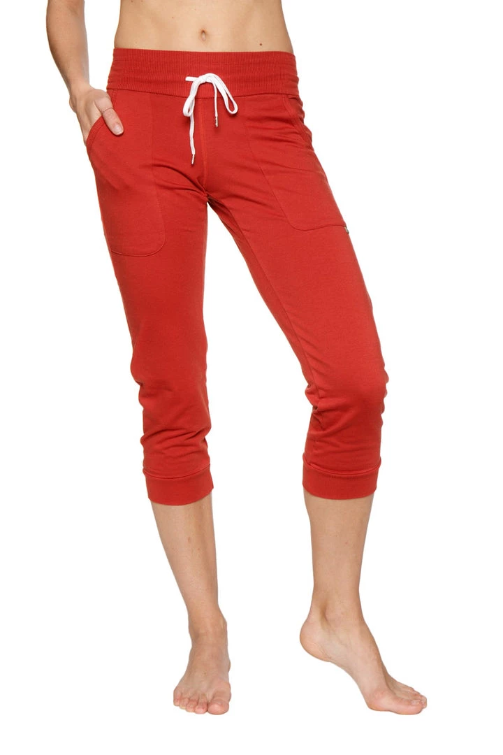 4-rth Women's Cuffed Jogger Yoga Pant (Cinnabar)
