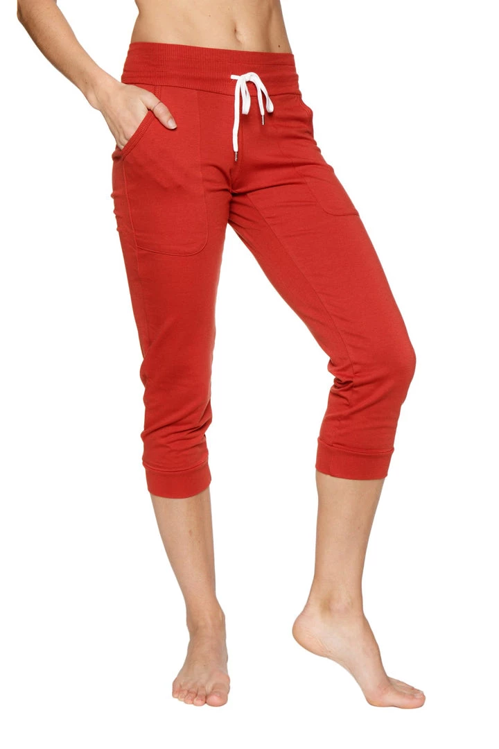 4-rth Women's Cuffed Jogger Yoga Pant (Cinnabar)
