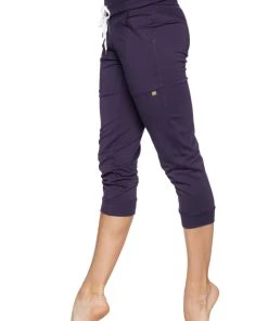 4-rth Women's Cuffed Jogger Yoga Pant (Eggplant)