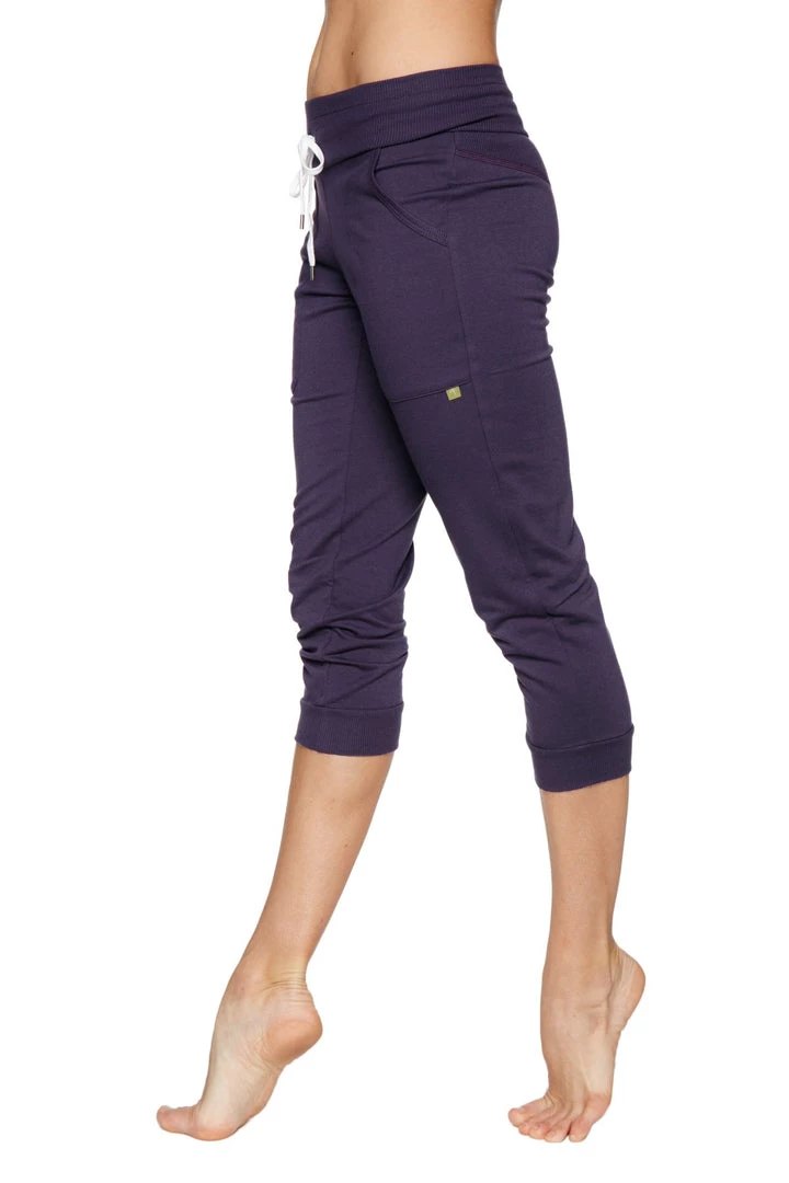 4-rth Women's Cuffed Jogger Yoga Pant (Eggplant)
