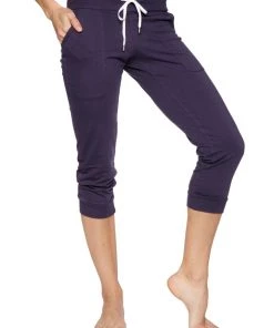 4-rth Women's Cuffed Jogger Yoga Pant (Eggplant)