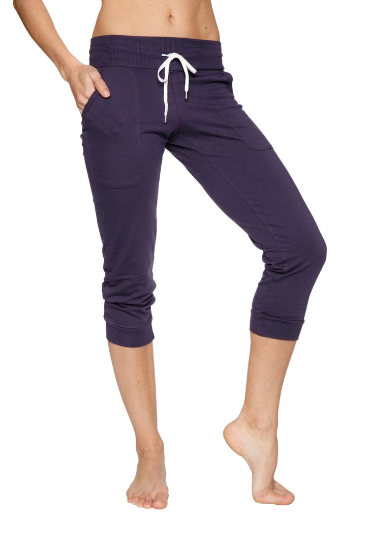 4-rth Women's Cuffed Jogger Yoga Pant (Eggplant)