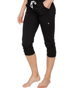 4-rth Women's Cuffed Jogger Yoga Pant (Solid Black)