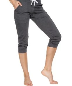 4-rth Women's Cuffed Jogger Yoga Pant (Solid Charcoal)