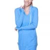 4-rth Women's Long Body Hoodie Top (Ice Blue W/Royal Blue)