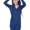 4-rth Hoodie Tops Women's Long Body Hoodie Top (Royal Blue W/Charcoal)
