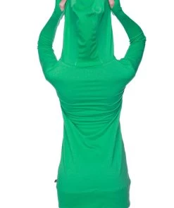 4-rth Hoodie Tops Women's Long Body Hoodie Top (Solid Bamboo Green)