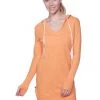 4-rth Women's Long Body Hoodie Top (Solid Sun Orange) Hoodie Tops