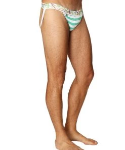 4-rth Zen Jock Strap (Nautical Green Stripe) MEN